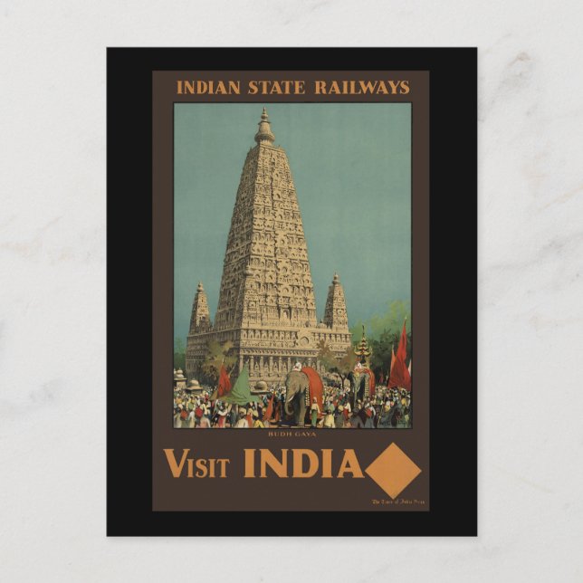 Cartão Postal Visite India Budh Gaya (Frente)
