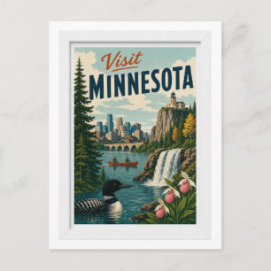 Cartão Postal Visite Minnesota Viagem Vintage