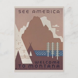 Cartão Postal Visite Montana America Vintage
