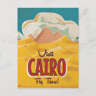 Cartão Postal Visite o Cairo Egito pôster de viagem vintage
