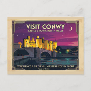 Cartão Postal Visite o Cartaz de Viagem em Estilo Vintage do Cas