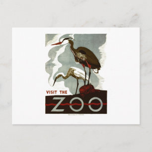 Cartão Postal Visite o jardim zoológico - o poster de WPA -