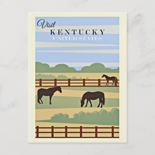 Cartão Postal Visite o poster de viagens de Kentucky, (Frente)