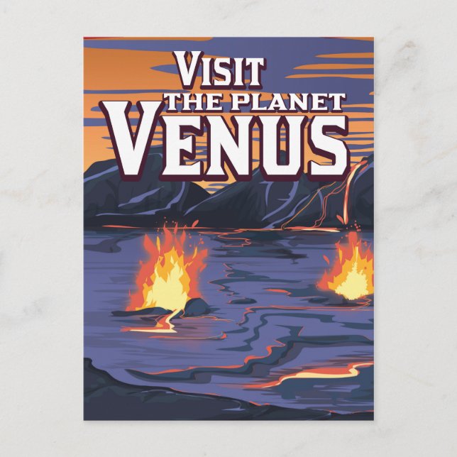 Cartão Postal Visite o poster de viagens Planeta Vênus (Frente)