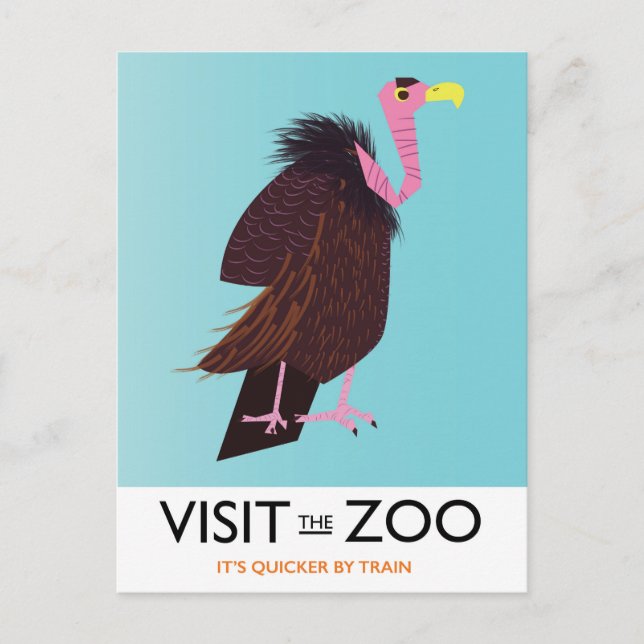Cartão Postal Visite o Zoológico (Frente)