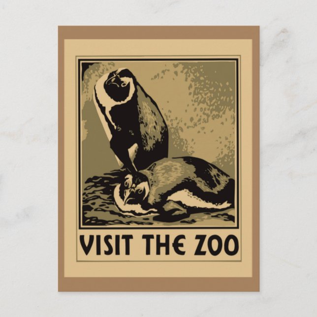 Cartão Postal Visite o zoológico (Frente)