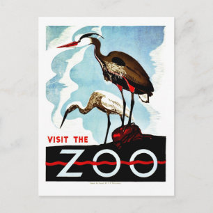 Cartão Postal Visite o zoológico, as ervas, o retro Vintage WPA