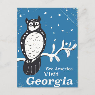 Cartão Postal Visite pôster de coruja vintage da Geórgia EUA