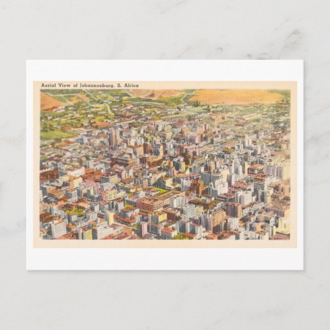 Cartão Postal Vista aérea antiga de Joanesburgo (Frente)