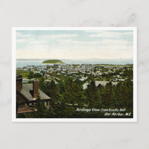 Cartão Postal Vista Aérea Bar Harbor Maine Vintage