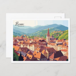 Cartão Postal Vista Aérea Brasov Romênia Arte Viagem