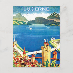 Cartão Postal Vista aérea, cidade de Lucerna e um lago, Suiça