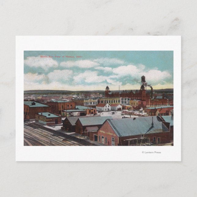 Cartão Postal Vista aérea da cidade, "Train Tracks" Nampa, ID (Frente)