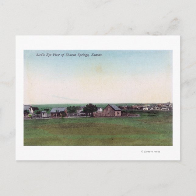 Cartão Postal Vista Aérea da CidadeSharon Springs, KS (Frente)