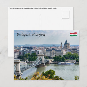 Cartão Postal Vista aérea da Ponte das Correntes em Budapeste, H