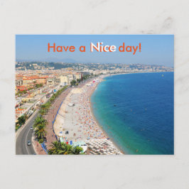 Cartão Postal Vista aérea da praia em Nice, França