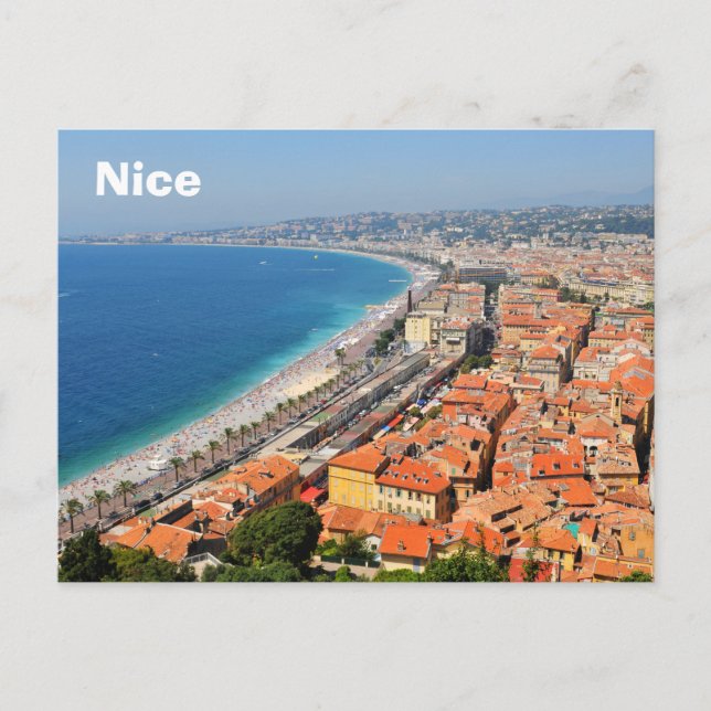Cartão Postal Vista aérea da Riviera Francesa em Nice, França (Frente)