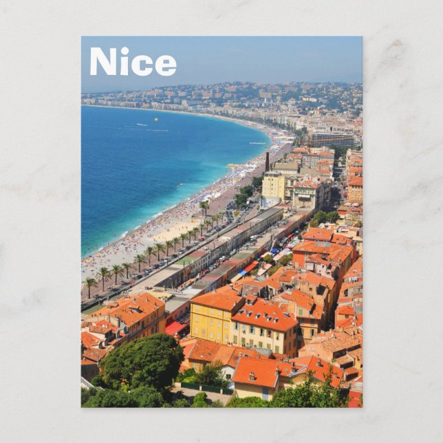 Cartão Postal Vista aérea da Riviera Francesa em Nice, França (Frente)
