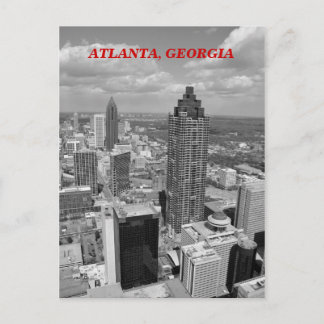 Cartão Postal Vista aérea de Atlanta, Georgia em preto e branco