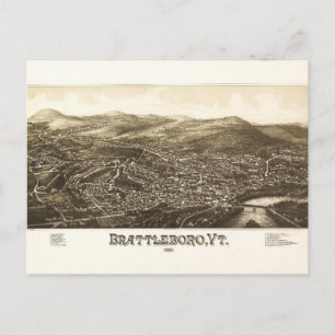 Cartão Postal Vista aérea de Brattleboro, Vermont (1886)
