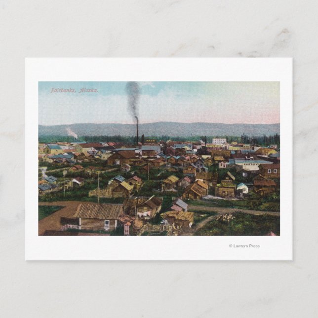 Cartão Postal Vista aérea de CityFairbanks, AK (Frente)