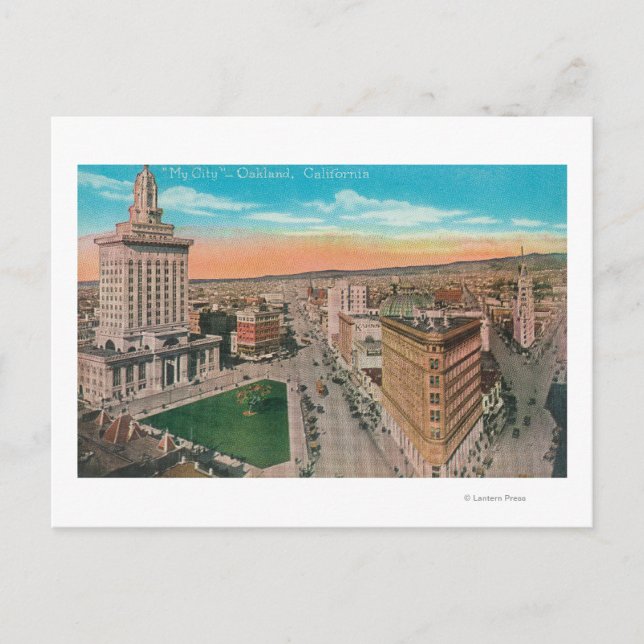 Cartão Postal Vista aérea de CityOakland, CA (Frente)