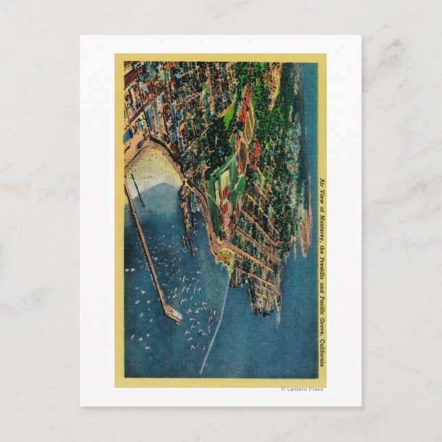 Cartão Postal Vista Aérea de Monterey e Presido (Frente)