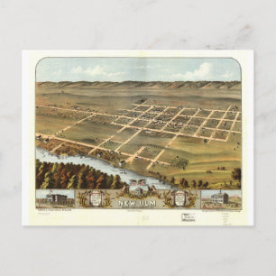 Cartão Postal Vista aérea de New Ulm, MN de 1870