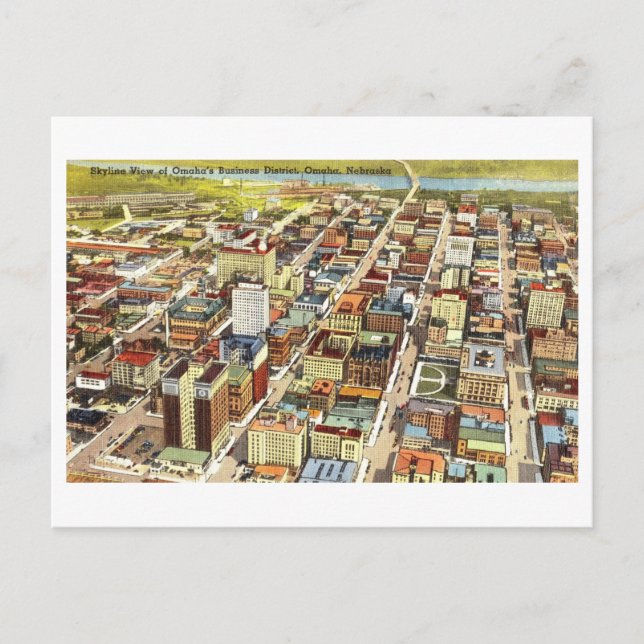 Cartão Postal Vista aérea de Omaha, Nebraska, Vintage (Frente)
