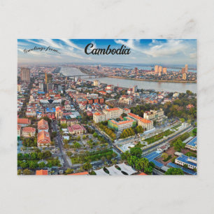 Cartão Postal Vista Aérea de Phnom Penh Camboja