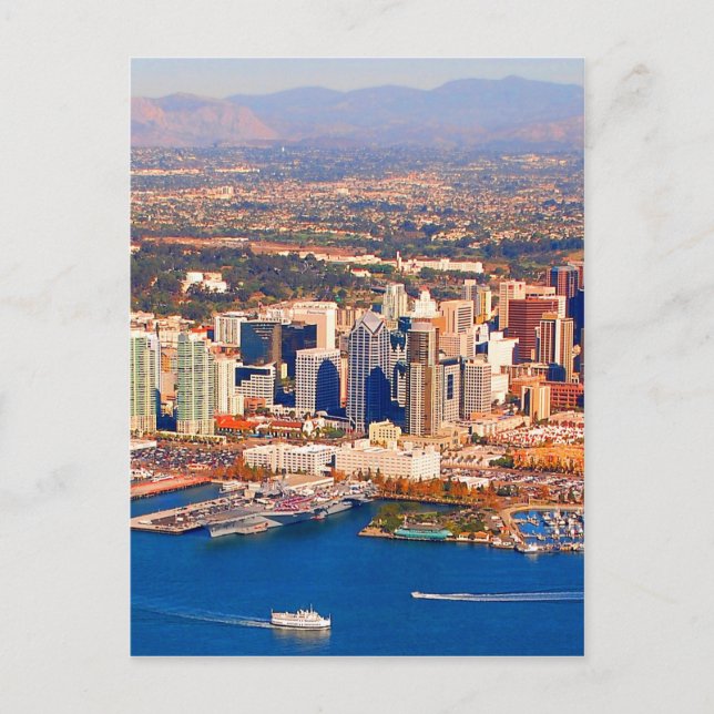 Cartão Postal vista aérea de san diego california (Frente)