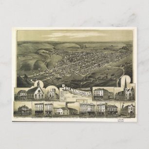 Cartão Postal Vista aérea de Shenandoah, Pensilvânia (1889)
