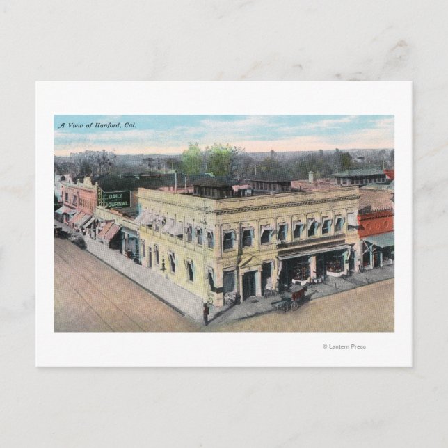 Cartão Postal Vista aérea de um canto de Hanford Street (Frente)