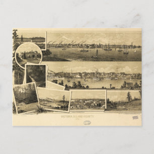 Cartão Postal Vista aérea de Victoria, Colúmbia Britânica (1884)