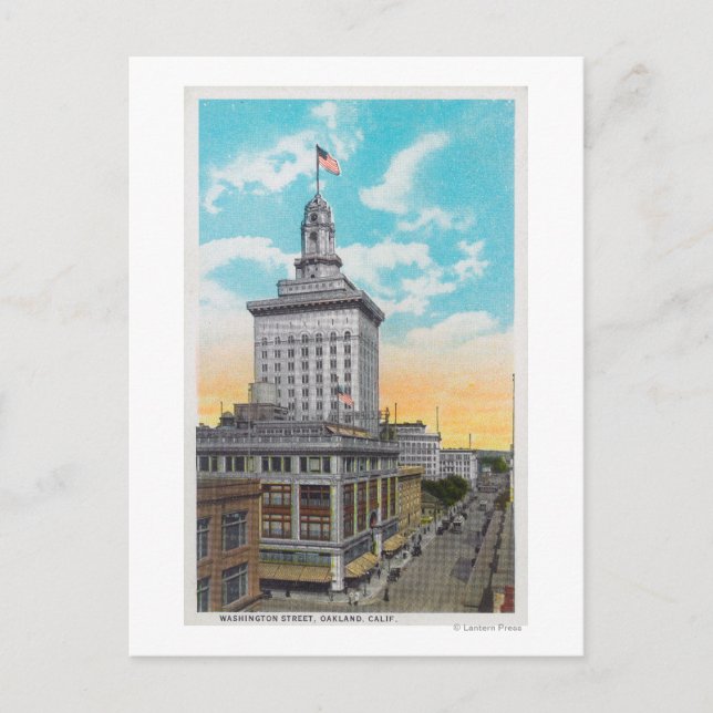 Cartão Postal Vista aérea de Washington StreetOakland, CA (Frente)