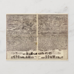 Cartão Postal Vista aérea de Yonkers, Nova Iorque (1899)