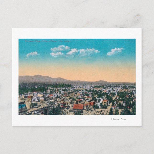 Cartão Postal Vista aérea do CityCoeur d'Alene, ID (Frente)