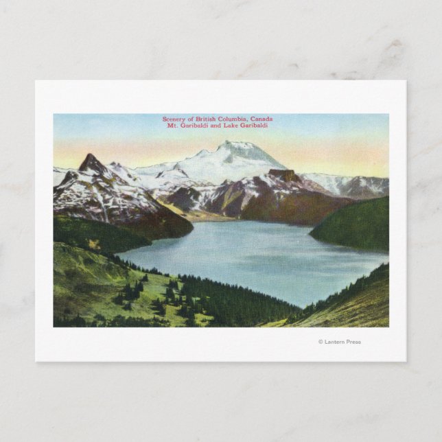 Cartão Postal Vista aérea do lago Garibaldi e do Monte Garibald (Frente)