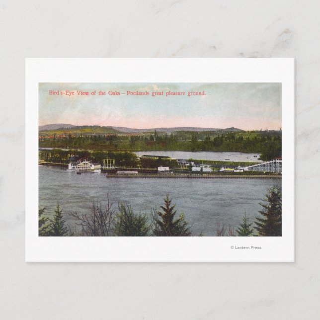 Cartão Postal Vista aérea do parque de diversões de Oaks (Frente)