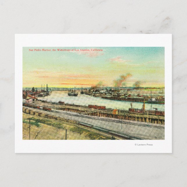 Cartão Postal Vista aérea do porto de San Pedro (Frente)