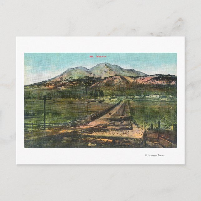 Cartão Postal Vista aérea do Vale e Monte Shasta (Frente)