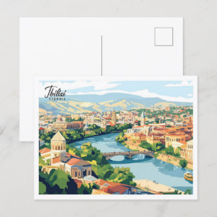 Cartão Postal Vista aérea Tbilisi Georgia Illustração Viagem
