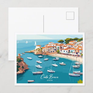 Cartão Postal Vista aérea Viagem de ilustração da Espanha Costa