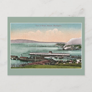 Cartão Postal Vista antiga c 1910 do Porto Everett WA