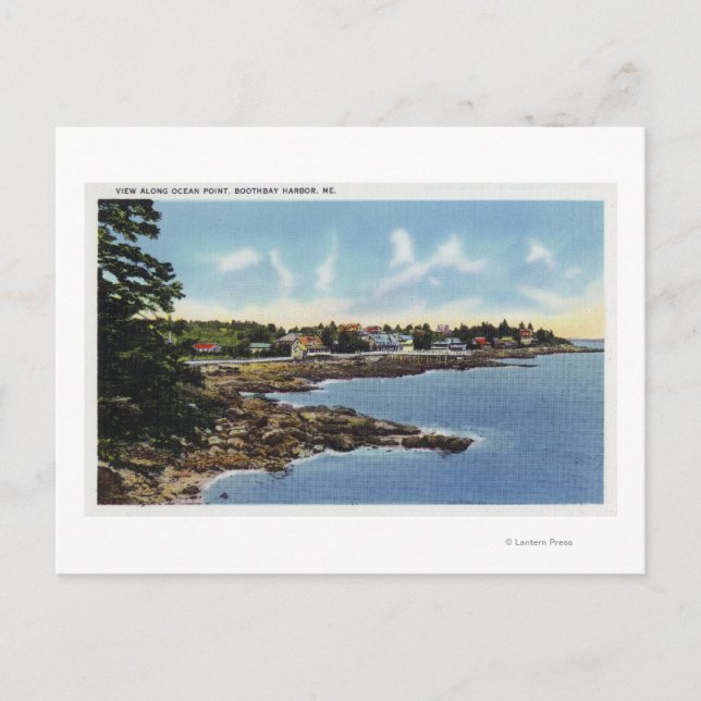 Cartão Postal Vista ao longo do oceano, Casas ao lado do mar (Frente)