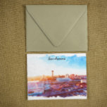 Cartão Postal Vista Colorida de San Antonio Texas Panorama<br><div class="desc">Cartão postal Stunning San Antonio Texas Vintage Cityscape com uma vista panorâmica e a linha do horizonte da cidade no Texas num esquema de aquarela. ideia de presente de viagem excelente e lembrança para cada visitante da cidade americana. Compre agora.</div>