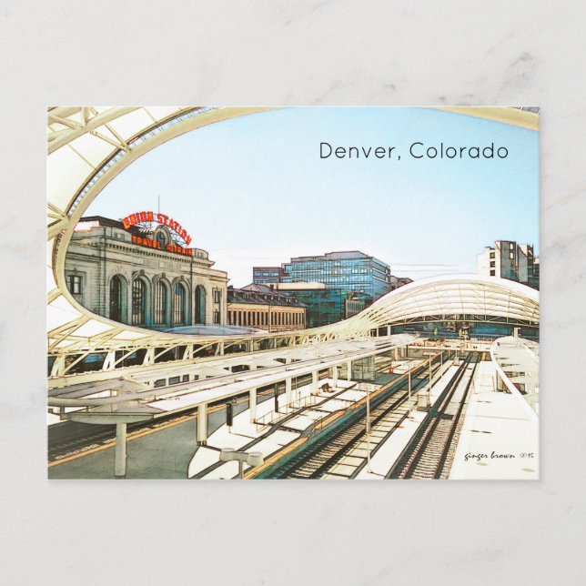 Cartão Postal Vista Contemporânea da Estação Sindical, Denver, C (Frente)