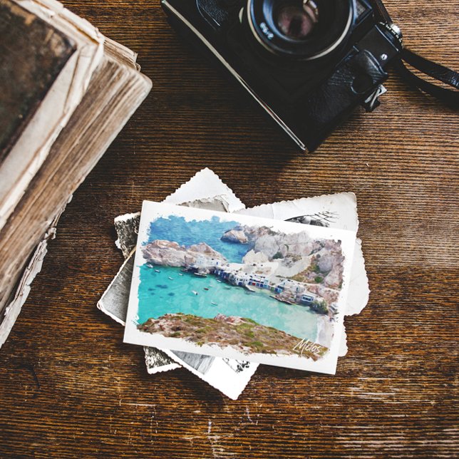Cartão Postal Vista Costeira Colorida Milos Grécia (milos greece aegean sea panorama view postcard)