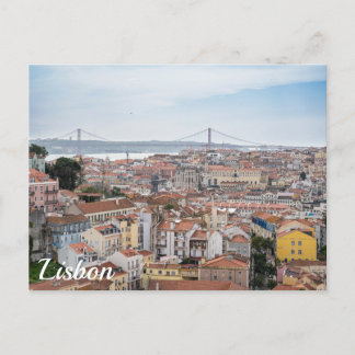 Cartão Postal Vista da antiga cidade de Lisboa e 25 da ponte de 