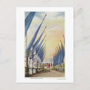 Cartão Postal Vista da Avenida dos Bandeiras, Feira Mundial de 1